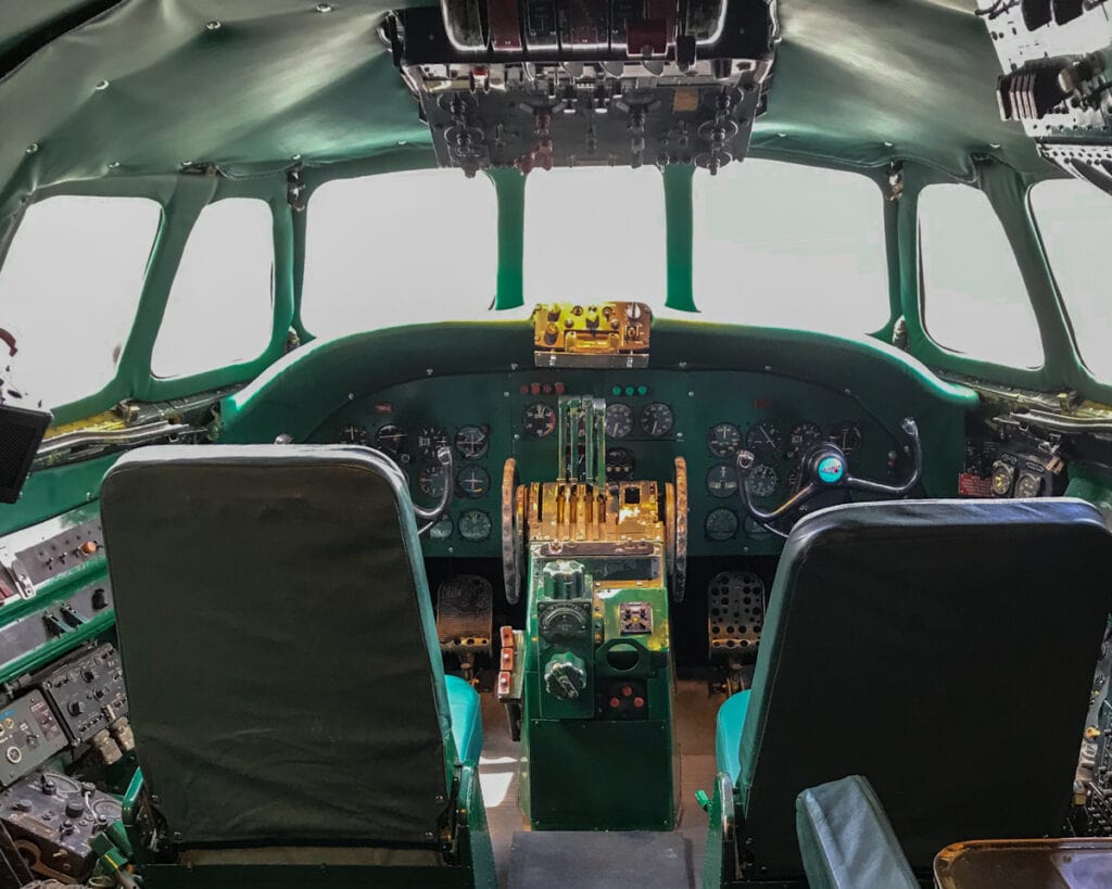 1958 Lockheed Constellation Connie airplane cockpit